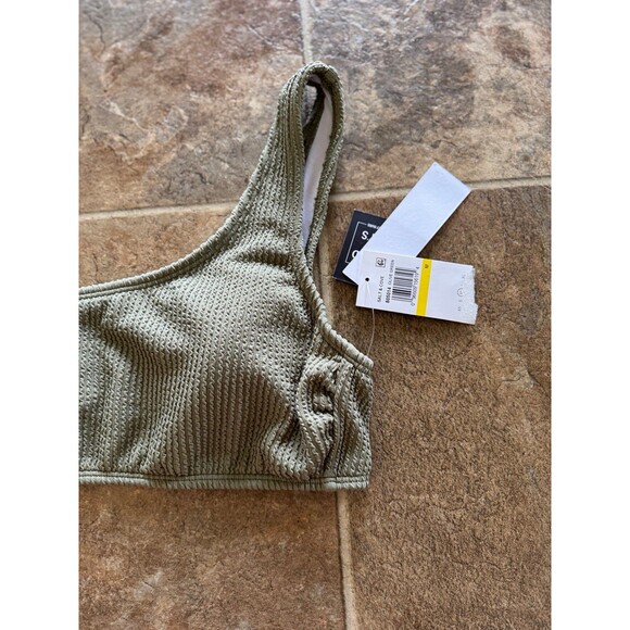 Salt + Cove One Shoulder Ribbed Bikini Top Olive Green Size Small - Picture 5 of 8